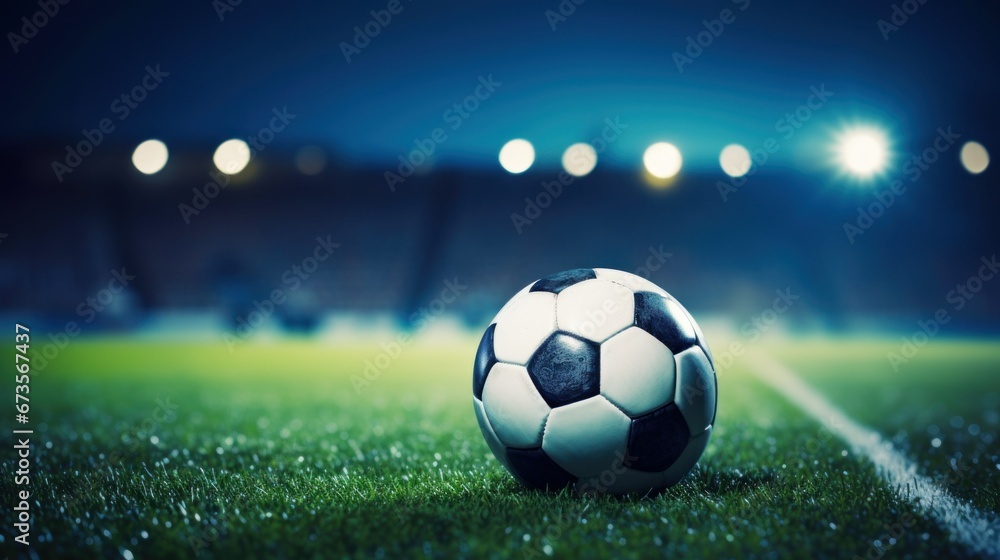 Naklejka premium soccer ball in football ground