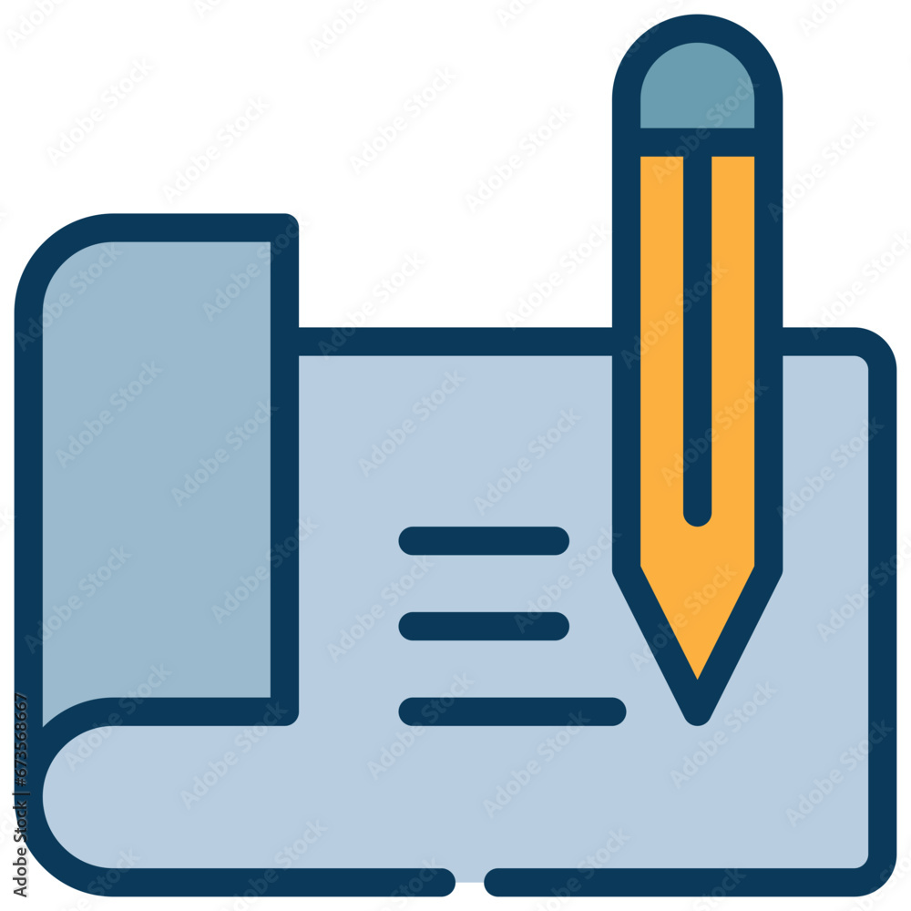 Fototapeta premium document paper edit write plan pencil filled outline