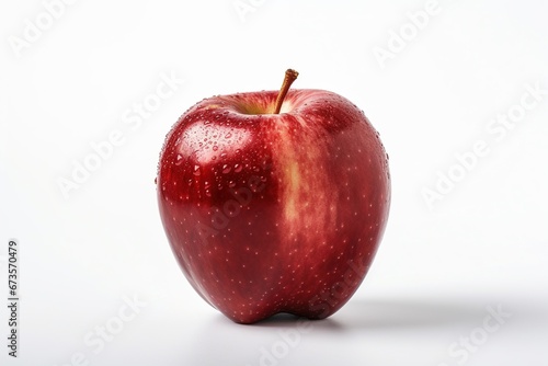 Bright red apple and water drops On White Background Isolated Background