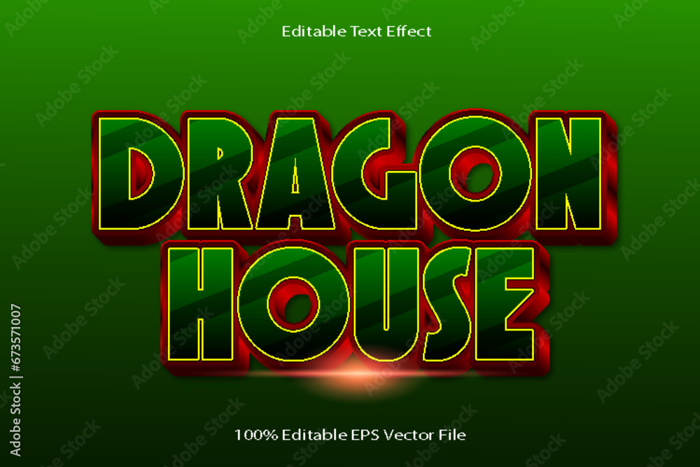 Dragon House Editable Text Effect Emboss Cartoon Gradient Style