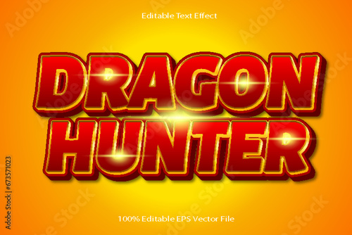 Dragon Hunter Editable Text Effect Emboss Cartoon Gradient Style