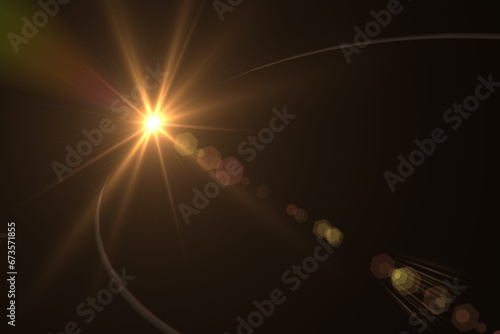 Sun flare on the black background