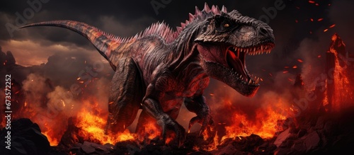 A lava dinosaur emerges from the midst of manipulated lava in the photo © 2rogan