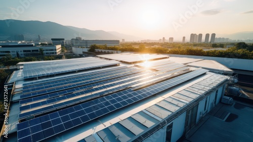 A renewable energy solar panel factory that is a landmark in the urban landscape.