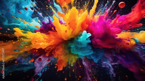 A Multicolored Paint Splatters Extravaganza  Vibrant Kaleidoscope  colorful  abstract  color  abstract background.