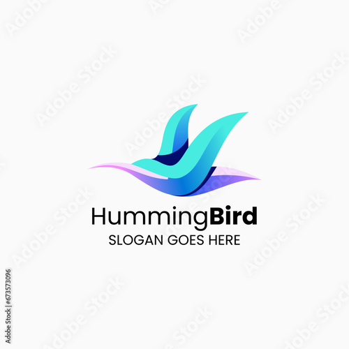 Vector Logo Illustration Humming Bird Gradient Colorful Style