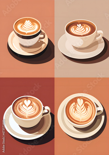 Set of coffee cup flat art design