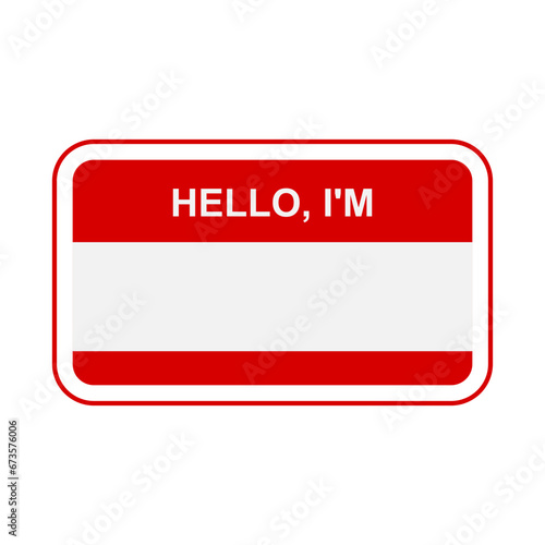 Name badge graphic of hello i am in vector