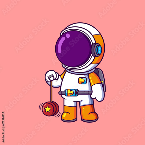 Cute Astronaut playing yo yo Cartoon character