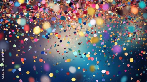 Wallpaper Mural A festive and colorful party with flying neon confetti on a golden background Torontodigital.ca