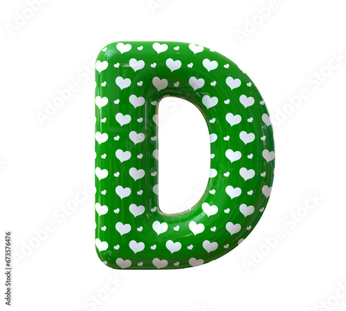 Letter D Green Balloon 3d