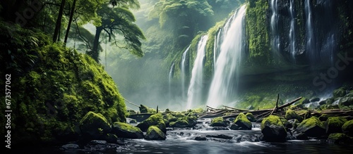 Obraz na płótnie Madakaripura Waterfall an exquisite cascade amidst the lush forests of East Java