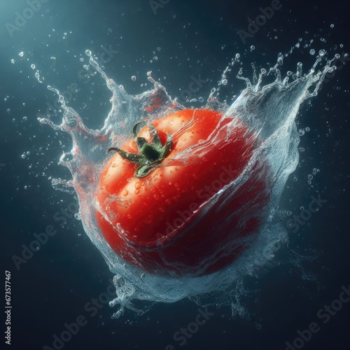 red tomato splashing into water © Sohel