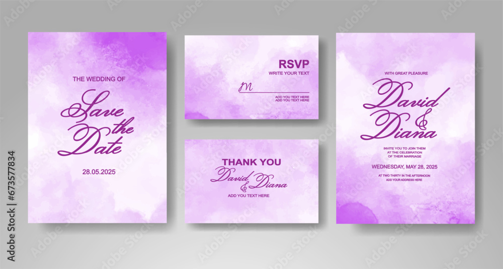 Wedding invitation with abstract watercolor background Wedding invitation with abstract watercolor background
