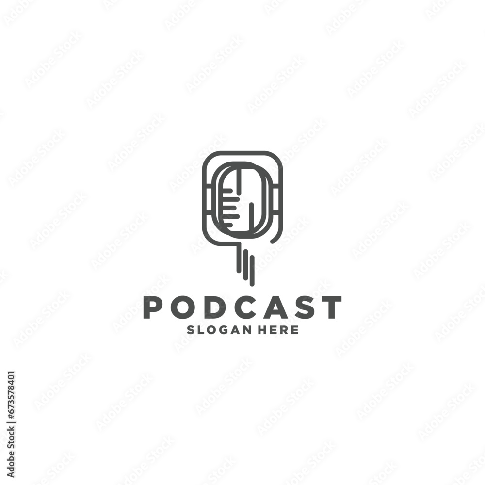 Fototapeta premium Podcast icon logo design. Microphone flat icon Vector 