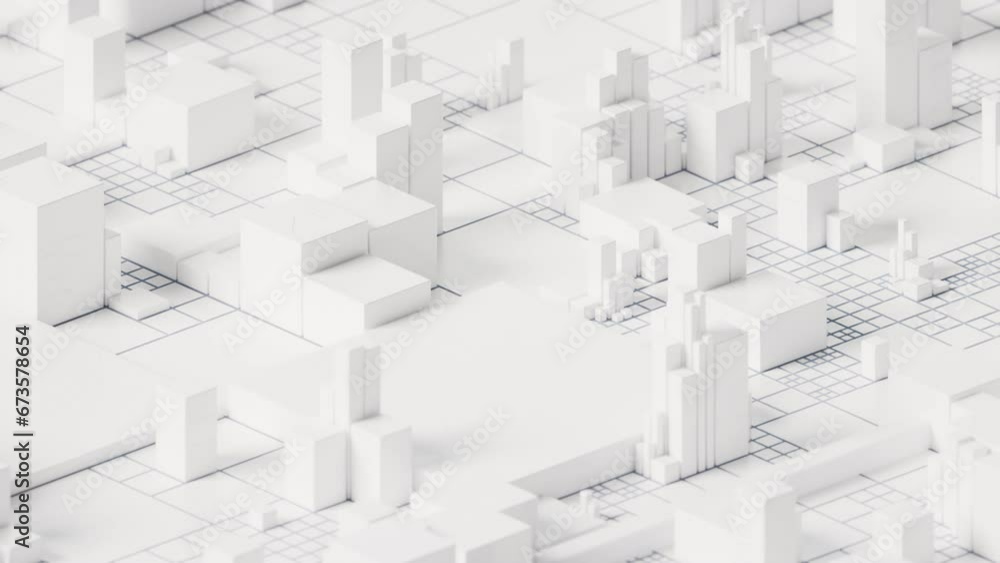 White cube circuit board, 3d rendering.