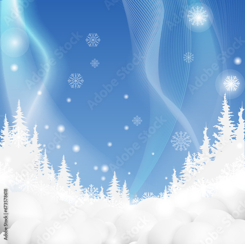 Winter background with snowy fir trees