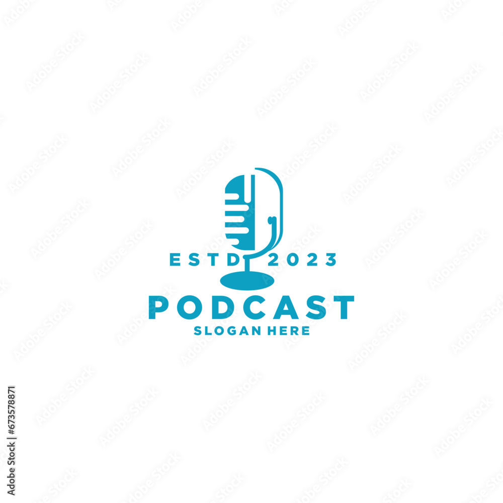 Podcast icon logo design. Microphone flat icon Vector
Podcast icon logo design. Microphone flat icon Vector