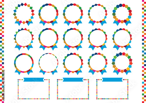 SDGsをイメージしたロゼットのイラストセット　文字なし　マーク　アイコン
