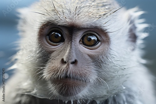 Hyper realistic extreme close up face monkey. Generative AI.