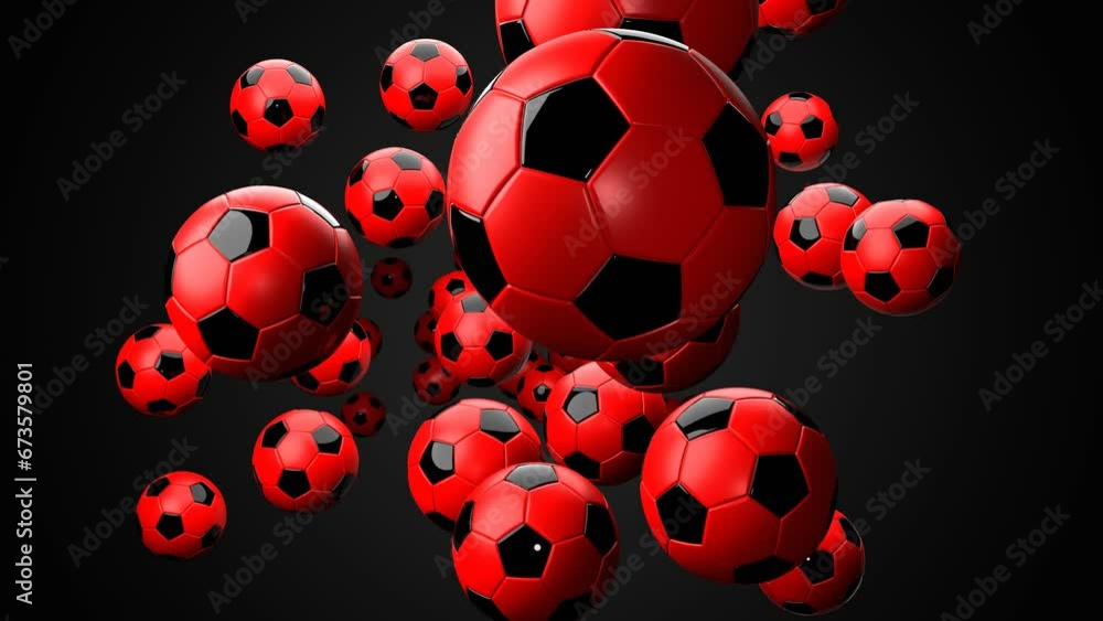 Many red soccer balls on black background.
Loop able 3d animation for background.
Many red soccer balls on black background.
Loop able 3d animation for background.