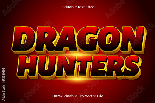 Dragon Hunters Editable Text Effect Emboss Cartoon Gradient Style