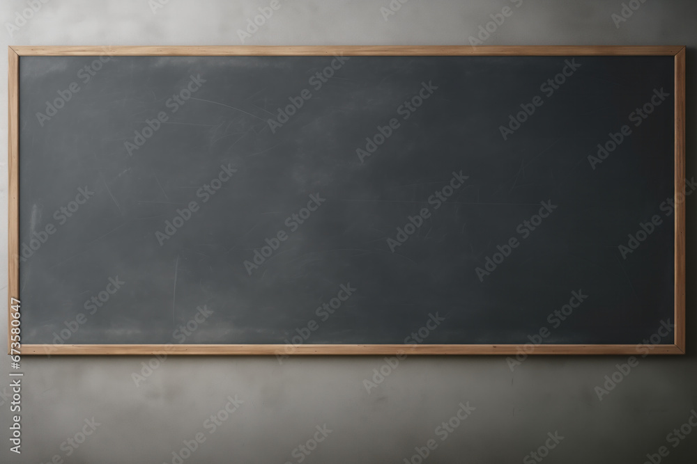 A blank blackboard in a classroom. School concept A blank blackboard in a classroom. School concept