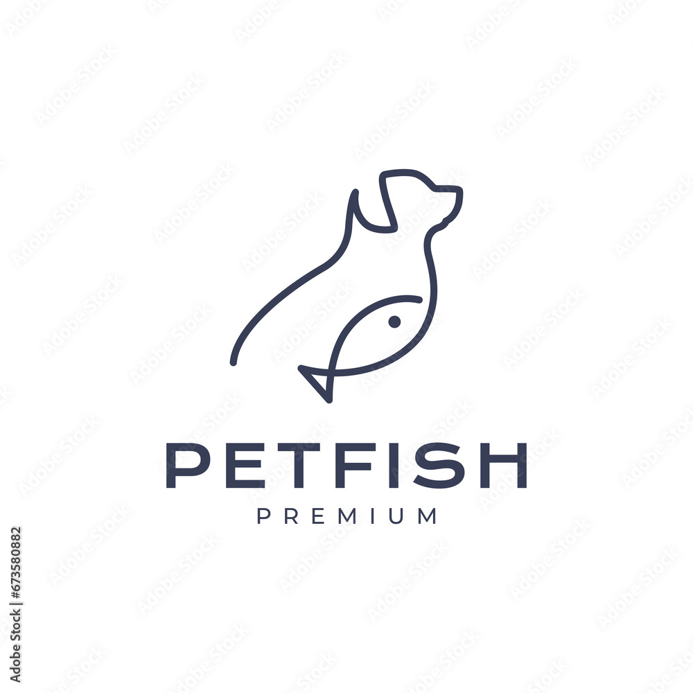 dog with fish line style simple draw modern minimalist mascot character cartoon logo design vector icon illustration dog with fish line style simple draw modern minimalist mascot character cartoon logo design vector icon illustration