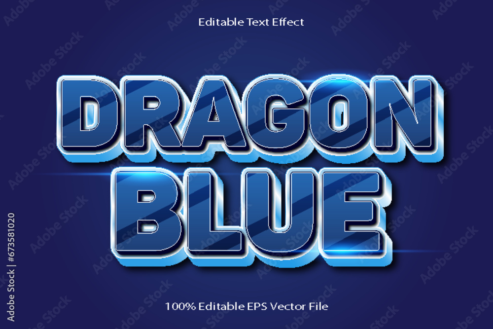 Obraz premium Dragon Blue Editable Text Effect Emboss Cartoon Gradient Style
