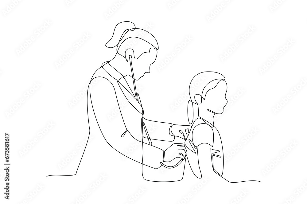 Continuous one line drawing Medical examination at clinic. Medical concept. Doodle vector illustration. Continuous one line drawing Medical examination at clinic. Medical concept. Doodle vector illustration.