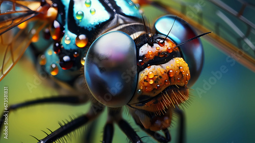 A detailed shot of a dragonfly's compound eye