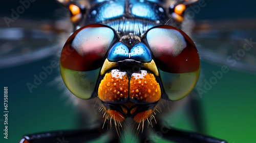 A detailed shot of a dragonfly's compound eye © ginstudio