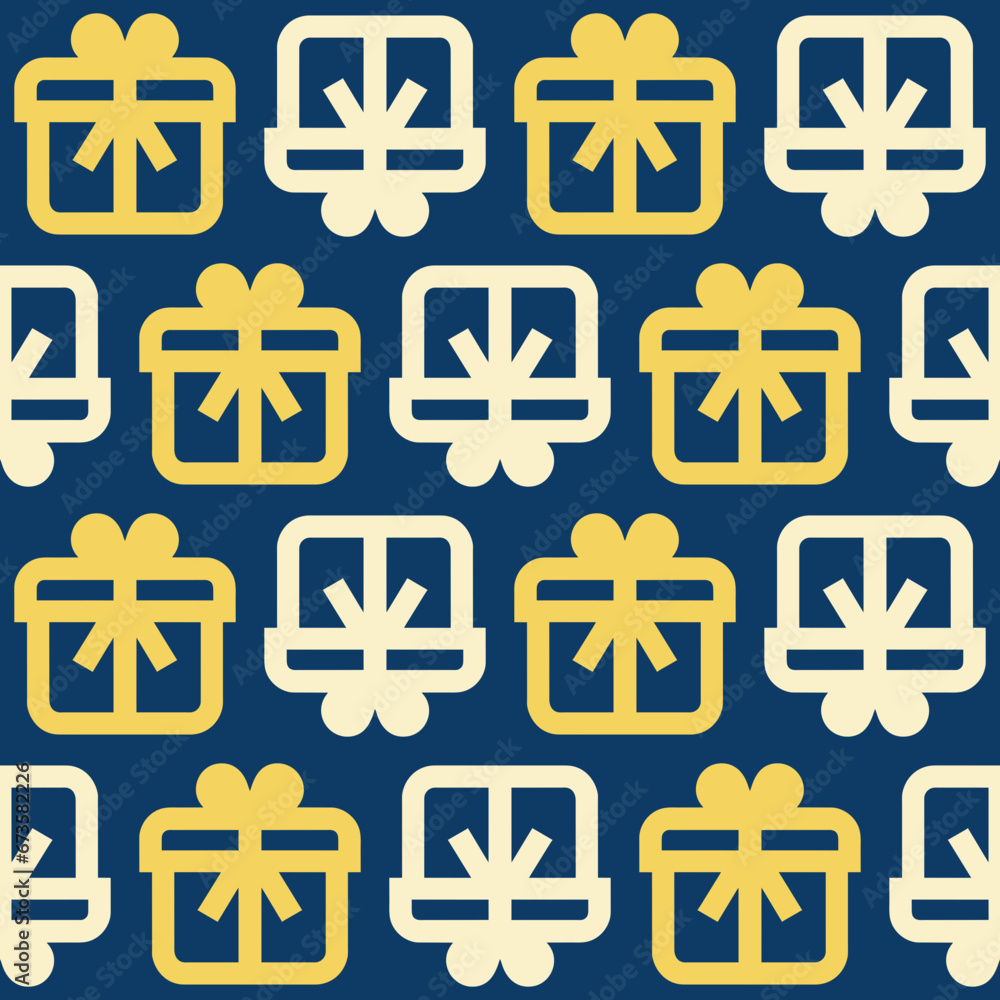 Simple Christmas seamless pattern with geometric motifs. Snowflakes and circles with different ornaments. Simple Christmas seamless pattern with geometric motifs. Snowflakes and circles with different ornaments.