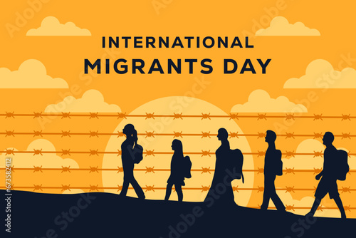 flat international migrants day background illustration