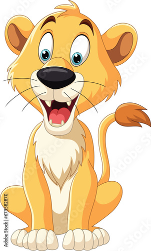 Cartoon funny lion on white background