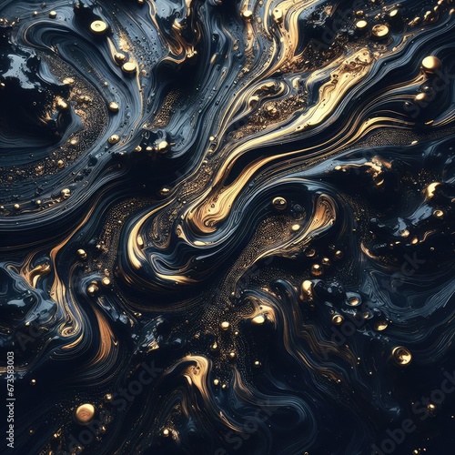 Wallpaper Mural an abstract image of black and gold liquid-like substances. Torontodigital.ca