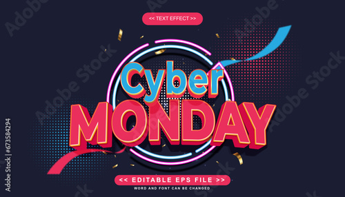 editable cyber monday banner text effect.typhography logo