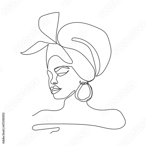 young African woman in minimalistic modern style.