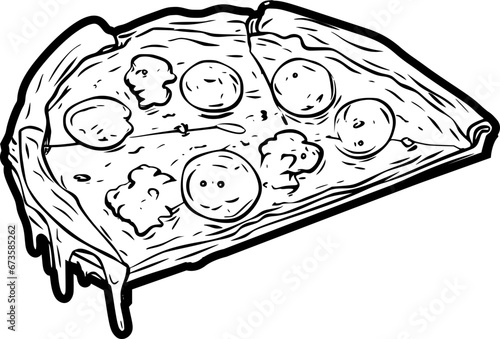outline illustration of slice pizza 