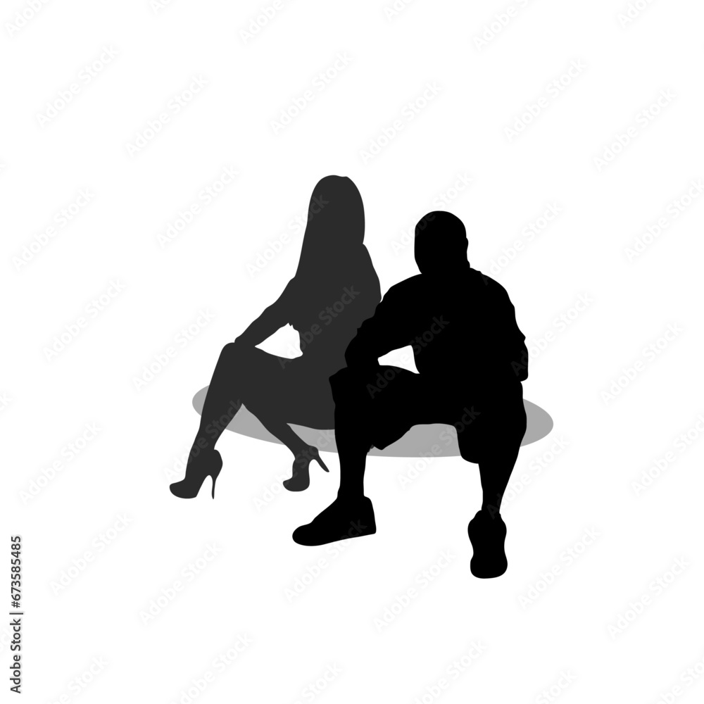 Couple sitting silhouette Couple sitting silhouette