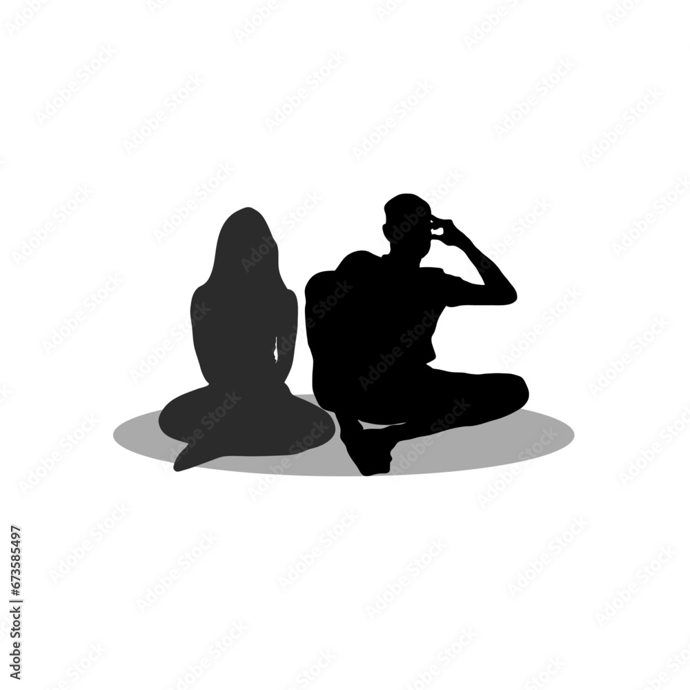 Couple sitting silhouette 