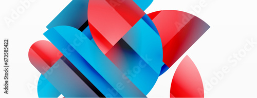 Abstract masterpiece formed by delicate interplay of circles, squares, and triangles. Geometric elements converge in harmonious chaos, evoking sense of modern creativity. Symphony of shapes