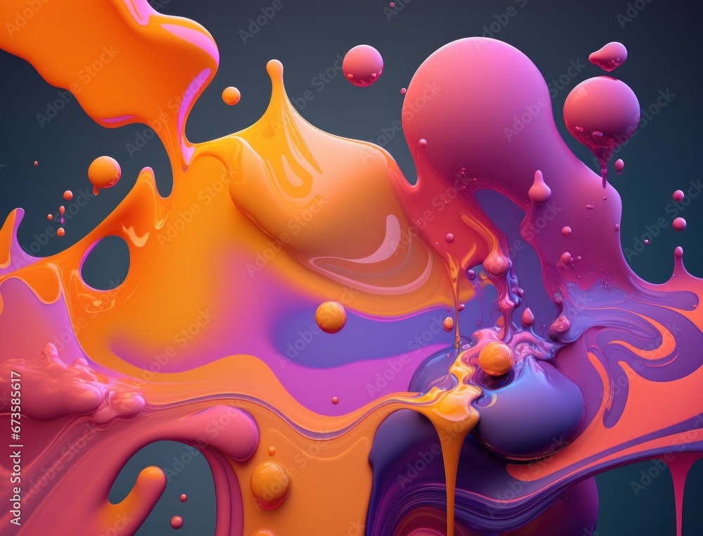 AI generated illustration of Vibrant liquids in a spectrum of colors and shapes