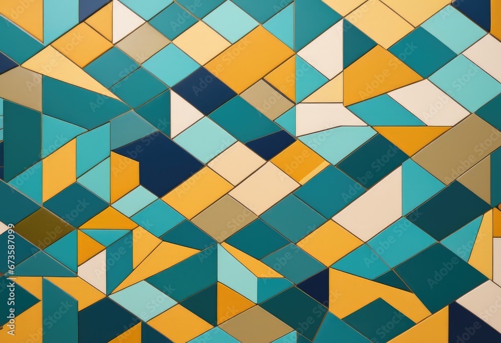 A geometric pattern of different shapes and hues, forming a mosaic of abstract art.