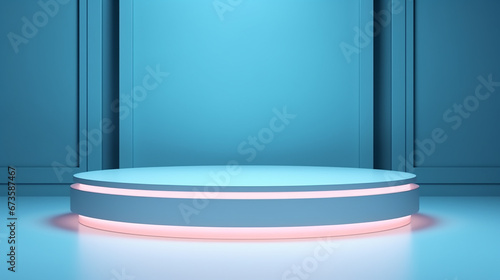 Realistic dark platform  stage with empty pedestal. 3d podium for product display show or place.  White studio room background with spotlight gradient for premium. Beautiful luxury background pedestal