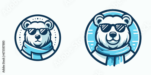 polar bear logo design cool sunglass vector