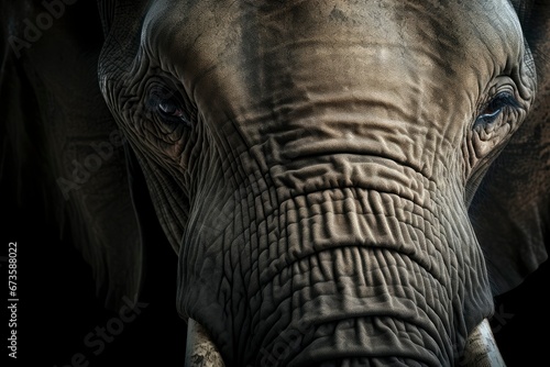 Close up of elephant. Wild African elephant close up