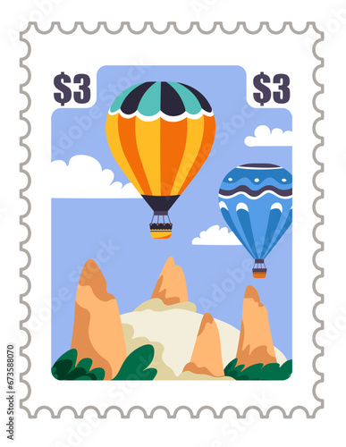 Cappadocia landscapes mark with hot air balloons