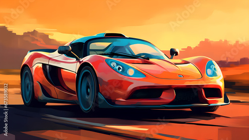 "Super-fast car illustration, luxury automobile, colorful car illustration." © JUan