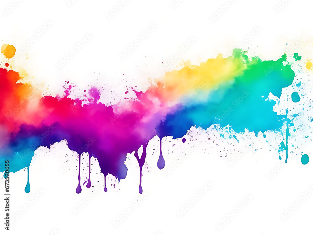 Fototapeta premium A Colorful Liquid paint ink curved motion flow on isolated white background. Vivid color Fluid dynamic paint wave. Generative AI.